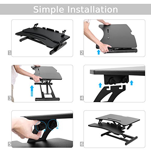 Height Adjustable Standing Desk, Alloyseed Ergonomic Sit Stand Gas Spring Riser Converter Workstation, with Quick Release Keyboard Tray - Thumbnail 7