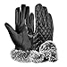 D.King Womens Leather Gloves Texting Touch Screen Gloves Thermal Lining Driving Mittens Black
