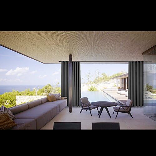 Cololeaf Outdoor Curtain Panels For Patio, Porch, Gazebo, Pergola, Cabana, dock, beach home - Anti-Bronze Grommet - Grey 52W x 84L Inch (1 Panel)