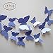Neele 24pcs 3D Butterfly Removable Mural Stickers Wall Stickers Decal for Home and Room Decoration (blue)