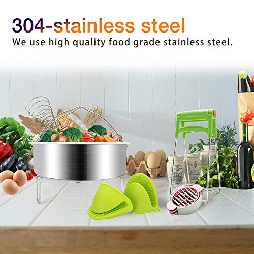 Instant Pot Accessories Steamer Basket with Egg Steamer Rack, Divider, Fits Instant Pot 5,6,8 qt Pressure Cooker, Stainless Steel, 3 Pcs Set