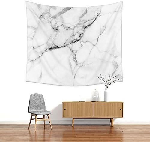HL Wall Tapestry, Marble Pattern Fabric Wall Tapestry Hanging for Bedroom Living Room Dorm Handicrafts Beach Cover Up Curtain Light-weight Polyester Fabric Wall Decor (51 x 60 Inch, White Marble)