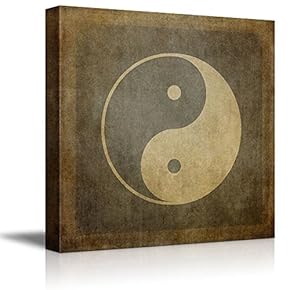 Yin Yang Symbol on Vintage Textured Background