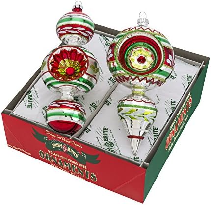Radko Shiny Brite Holiday Splendor Large Decorated Shapes Glass Ornaments