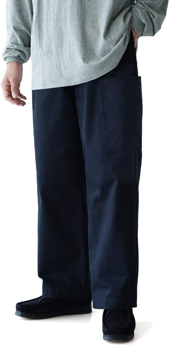 Amazon スティルバイハンド Still By Hand コットンサテン イージー テーパードパンツ メンズ 秋冬 Pt064 48 L Navy ロングパンツ 通販