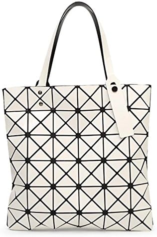 Kayers Sulliva Womens Fashion Geometric Plaid Tote Bag Glossy PU Leather Shoulder Bag Top-handle Handbags