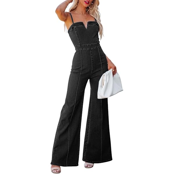 Amazon.com: xxxiticat Women's Denim Jumpsuit Sleeveless