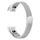 Abeky Fitbit Alta HR Bands,Fitbit Alta Fitness Tracker Bands,Stainless Steel Metal Replacement Band Bracelet Strap Wristbands Milanese Loop with Magnetic Clasp Large Small Silver