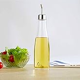 Cyrank Olive Oil Dispenser Bottle, Glass Olive Oil Dispenser 300ml Vinegar Container Cruet with Stainless Steel Pourer 2.4 X 9.8 in for Kitchen