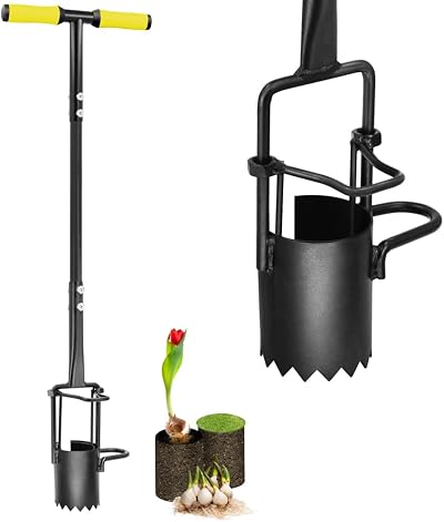 Colwelt Long Handle Bulb Planter Tool Serrated Sod Plugger for Tulips Daffodils