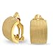 Casual Twisted Grooved Cable Rope Stripe Wide Half Hoop Clip On Earrings For Women Non Pierced Ears Gold Tone Plated