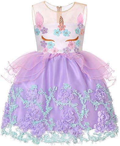 Girls Unicorn Dresses for Girl Maxi Costumes Kids Party Wedding Prom Ball Gown
