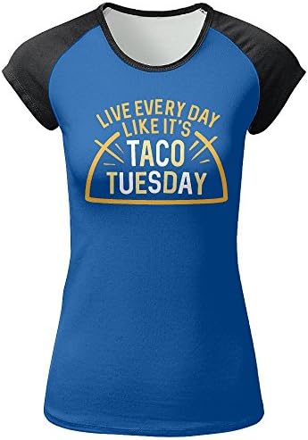 Taco Tuesday Cute Front Print Raglan Short Sleeve Round Neck Shirt For Lady