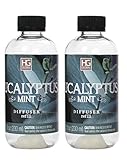 Hosley Aromatherapy Set of 2 Premium Eucalyptus Mint Reed Diffuser Refills Oil, 230 ml (7.75 fl oz) Made in USA. Bulk Buy. Ideal Gift for Weddings, Spa, Reiki, Meditation Settings W1