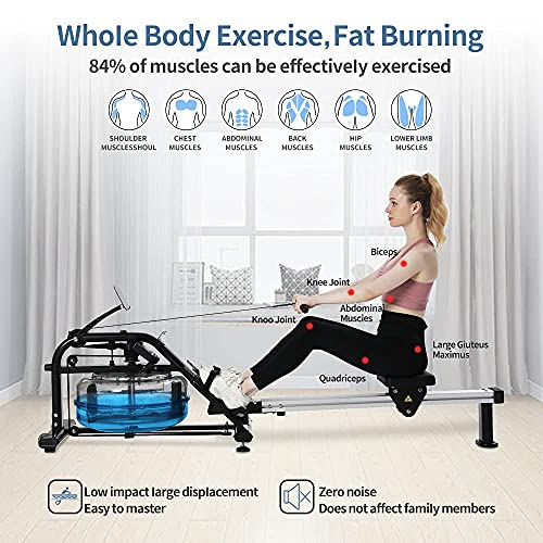 MBH Fitness Water Rowing Machine for Home Use, 330 lbs Capacity Water