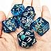 Haxtec DND Dice Set 7PCS Polyhedral Dice for Roleplaying Dice Games as Dungeons and Dragons-Blue Gold Leaf/Foil Polyhedral Dice-Blue Gold Foil