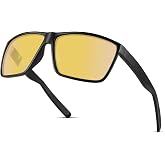 OULAIQI Polarized Night Driving Glasses, Men Women, Anti-Glare Yellow Lens | Polarized Anti-Glare Design - Lightweight Frame for Comfortable Wear During Night Driving, Rain, Fog and Low-Light Conditions