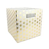 DII Hard Sided Collapsible Fabric Storage Container for Nursery, Offices, & Home Organization, (11x11x11") - Honeycomb Gold