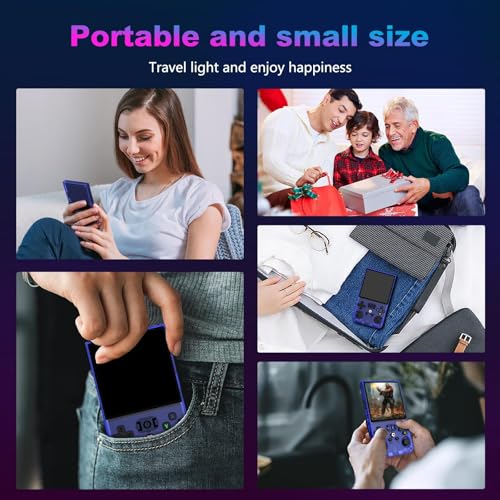 R36MAX Retro Portable Game Console, Retro Game Console with 128GB Memory, 4.0" IPS HD Screen, 4000mAh Battery and 30+ Main Emulators, Blue