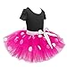 IBTOM CASTLE Girls Princess Formal Cartoon Polka Dots Birthday Tutu Dress Up Costume Leotard Ballet Gymnastic Skirt + Ear Clothes Set Hot Pink+Black(Big Dots) 12-18 Months