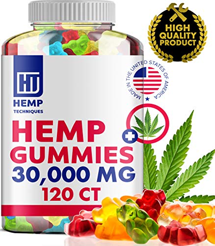 Hemp Gummies for Pain and Anxiety - 30000 MG - Premium Fruity Gummy Bears with Hemp Oil 120 Count for Headache, Better Sleep, Calm, Stress and Inflammation Relief