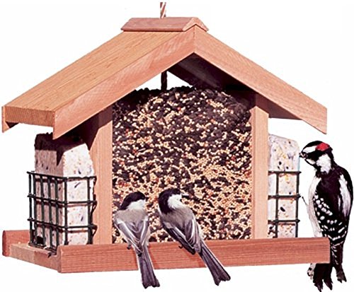 Perky-Pet 50144 Deluxe Chalet Cedar Feeder, 5.2-Pound Capacity, beige, Pack of 1