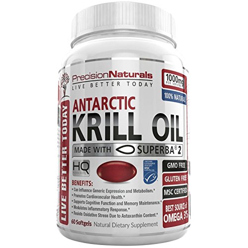 Krill Oil 1000mg/Serving Softgel Capsules Best Source of Pure Omega 3s EPA DHA and Astaxanthin Suberba2 (TM) MSC Certified Red Oil Supplement for Mega Results Best Antarctic Fish Oil Supplement l