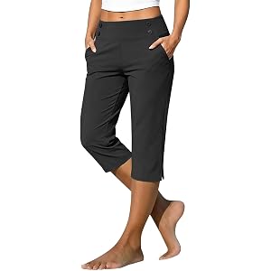 UAIJMUBN Capri Pants for Women High Waisted Straight Leg Stretch Lightweight Trousers Casual Work Golf Capris with Pockets
