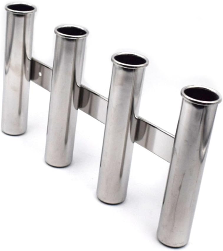 4 Tubes Links Fishing Rod Holders Rack Rests,Rod Rack Pod Polished Stainless Steel Wall Mounted Fishing Rod Holders for Boat Marine Sporting