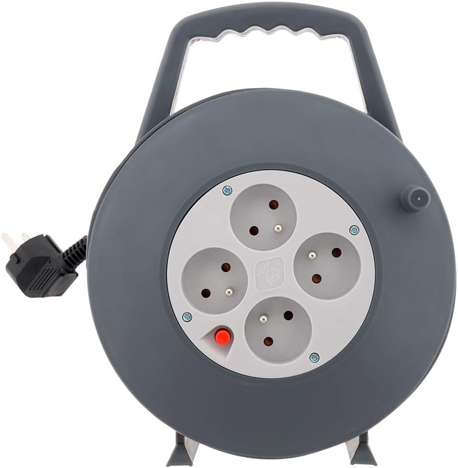 Enexo Domestic Ho5Vv-F Reel, 4 3G1,5 Plugs, 10 M + Circuit-Breaker with Handle, Black - Image 3