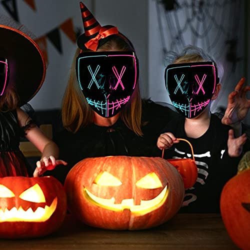 Koogel Halloween LED Mask, Light up Mask Cosplay LED Rave Face Mask for Men Women Kids , Halloween Festival Party
