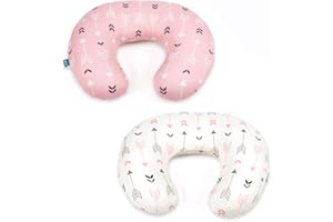 BROLEX Stretchy Nursing Pillow Covers 2 Pack Nursing Pillow Slipcovers for Breastfeeding Moms,Ultra Soft Snug Fits On Infant Nursing Pillow,Pink & White Arrow