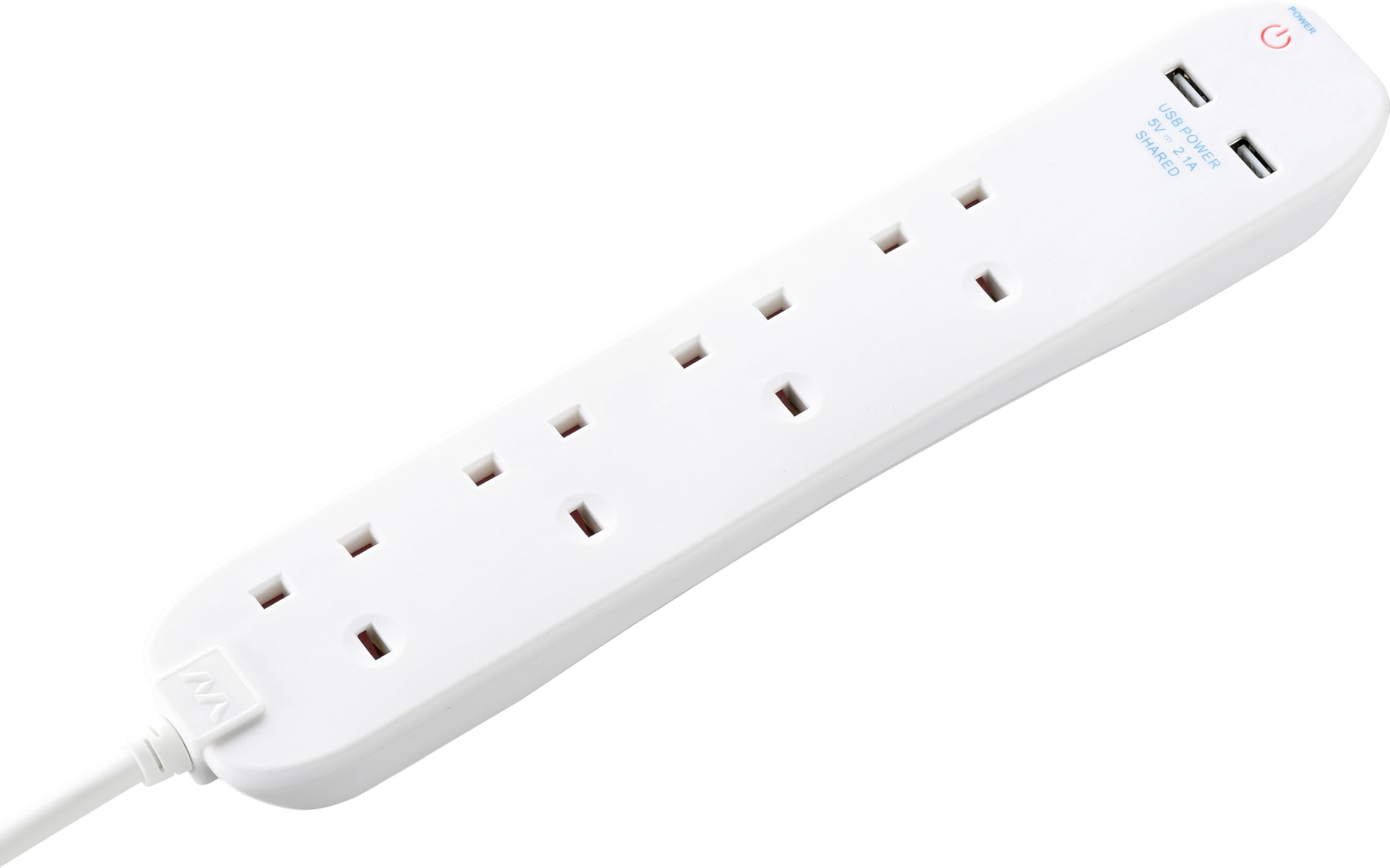 Masterplug 4 Gang Extension Lead with 2 USB Chargng Sockets, 1 Metre, White