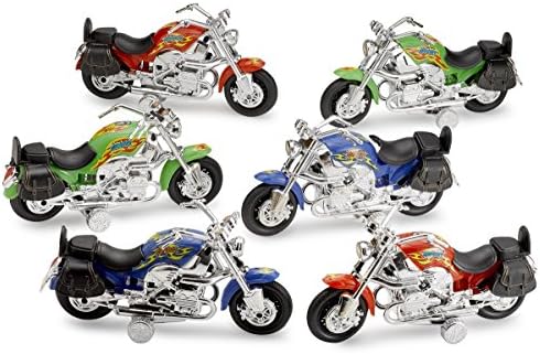 Large Pull Back Friction Motorcycles - 6 Piece 7 Inch Racer Vehicle - For Kids In Assorted Colors - Great Party Favor, Prize, Gift – By Kidsco