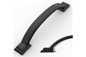 Amerdeco 10 Pack Matte Black Cabinet Pulls 4 Inch(102mm) Hole Centers, Handles for Kitchen Cabinet Hardware, Arch Cabinet Han