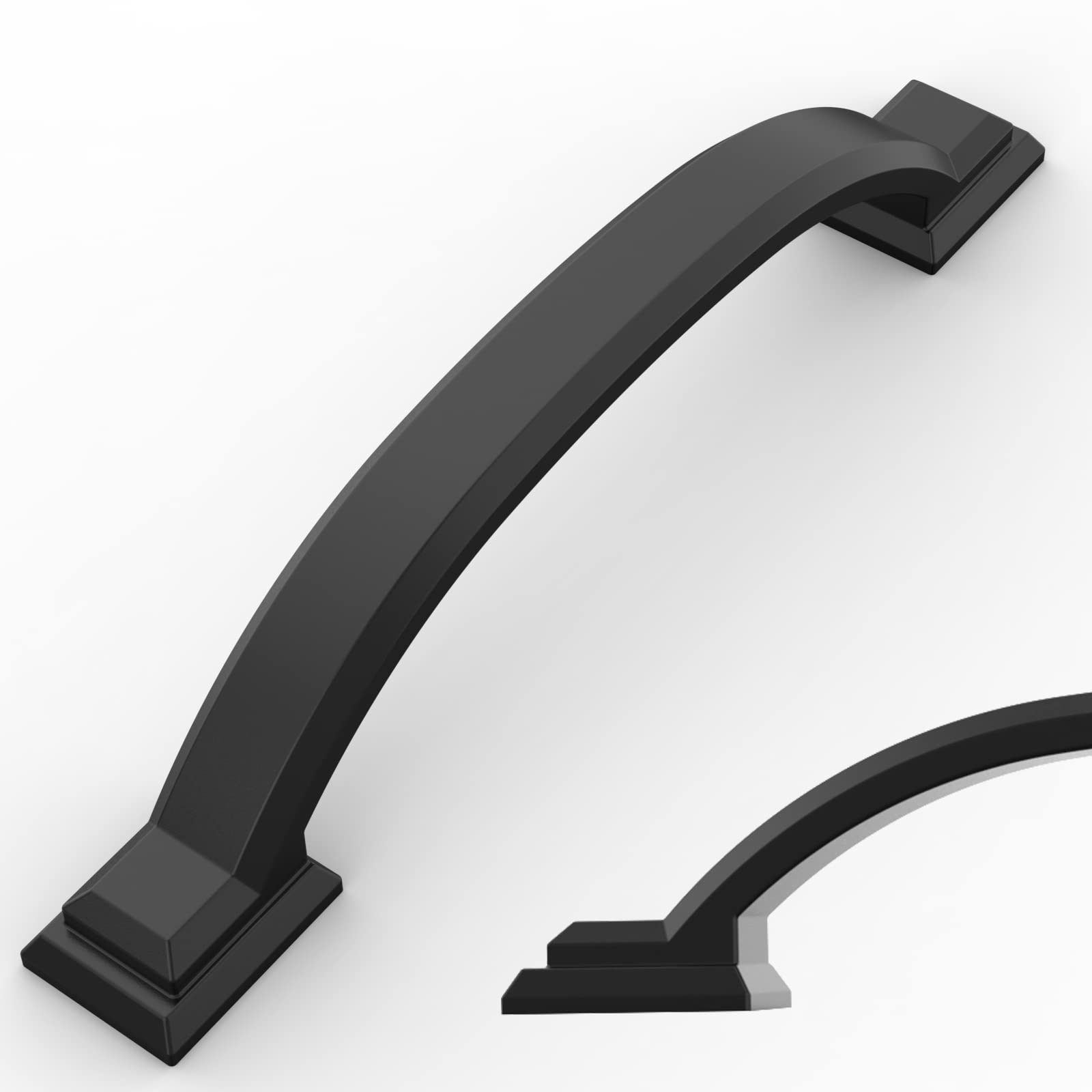 Photo 1 of (MISSING ONE) Amerdeco 10 Pack Matte Black Cabinet Pulls 4 Inch(102mm) Hole Centers, Handles for Kitchen Cabinet Hardware, Arch Cabinet Handles for Bathroom Dresser Drawer Handles ZH0016…