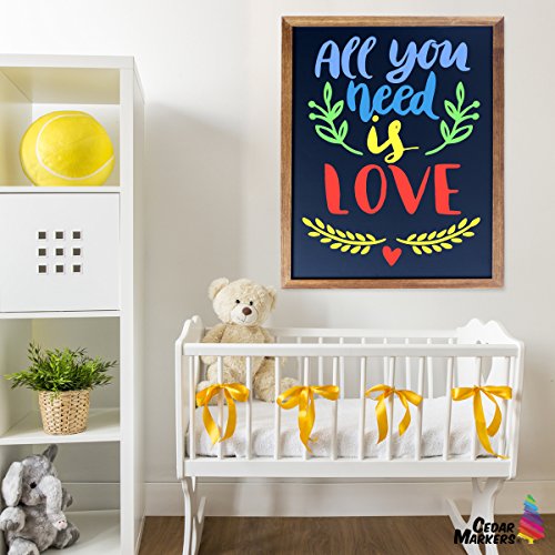 Cedar Markers 24"x18" Chalkboard with Wood Frame. 100% Non-Porous Erasable Blackboards and Whiteboard for Liquid Chalk Markers. Magnet Board Chalk Board (24x18)