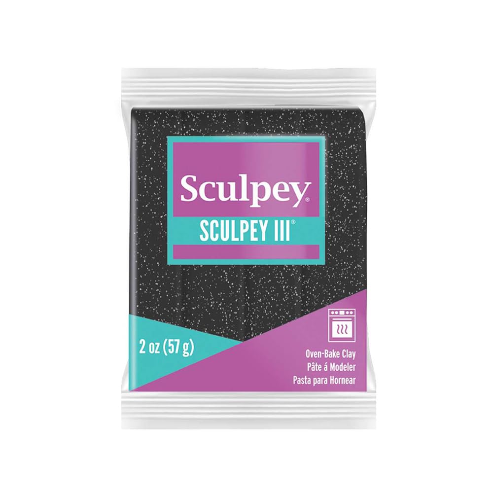 Sculpey III Polymer Clay 2oz-Black Glitter