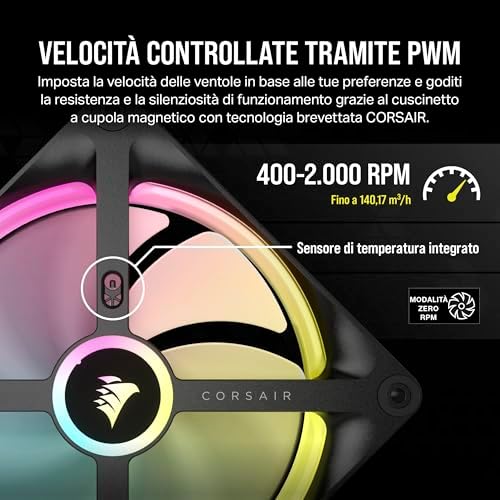 iCUE LINK QX140 RGB Cupola Magnetica da 140 mm Ventola - Nero