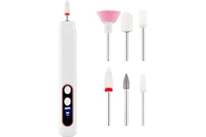 LIARTY Cordless Nail Drill Portable Professional, Rechargeable Electric Nail File Machine E File for Acrylic Nails Gel Polishing Removing, 3 Speeds Efile with Bits Kit for Manicure, White