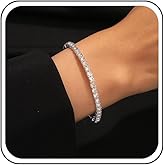 Sttiafay Cubic Zirconia Tennis Bracelet Silver Rhinestone Bangle Bracelet Crystal Open Cuff Bracelet Sparkle CZ Bridal Bracelet Jewelry for Women