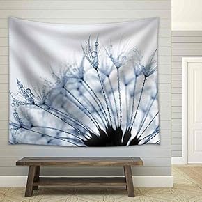 Dewy Dandelion Flower Close Up - Fabric Wall Tapestry Home Decor - 51x60 inches