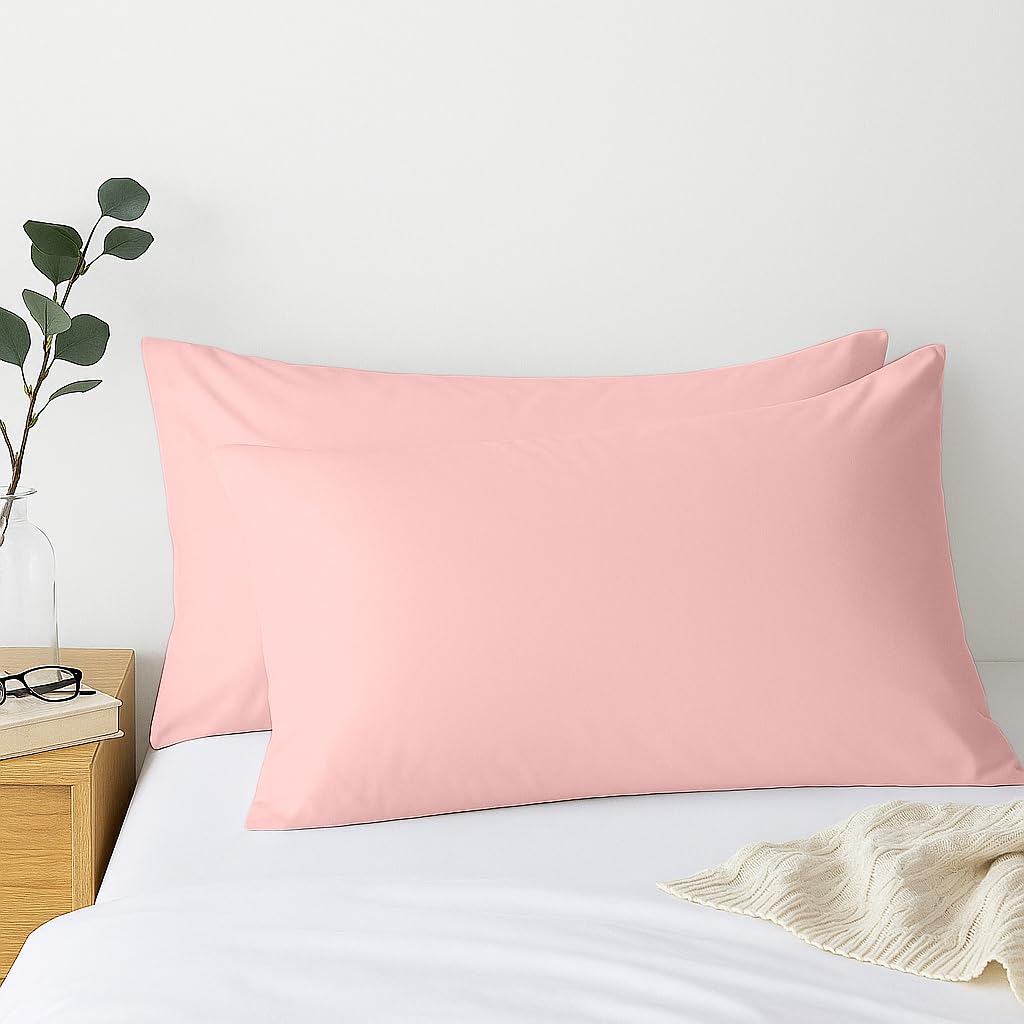 Comfort Beddings Export Quality 600 Thread Count 100% Egyptian Cotton 2pc Housewife Pillowcases , Envelope Closure Pillow Covers - Blush Pink Extra Large Pillow Case Pair 22" x 31"