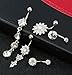 YOVORO 5PCS 14G 316L Stainless Steel Dangle Belly Button Rings for Women Navel Rings Curved Barbell Body Piercing S