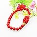 FOY-MALL Starfish Flowers Charm 8mm Cinnabar Beads Stretch Bracelet E1432