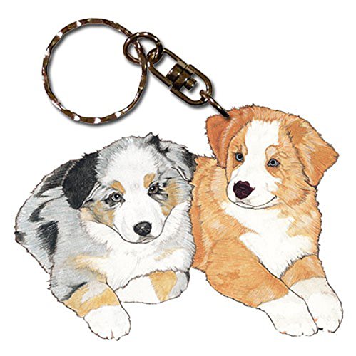 PP Australian Shepherd Wooden Keychain