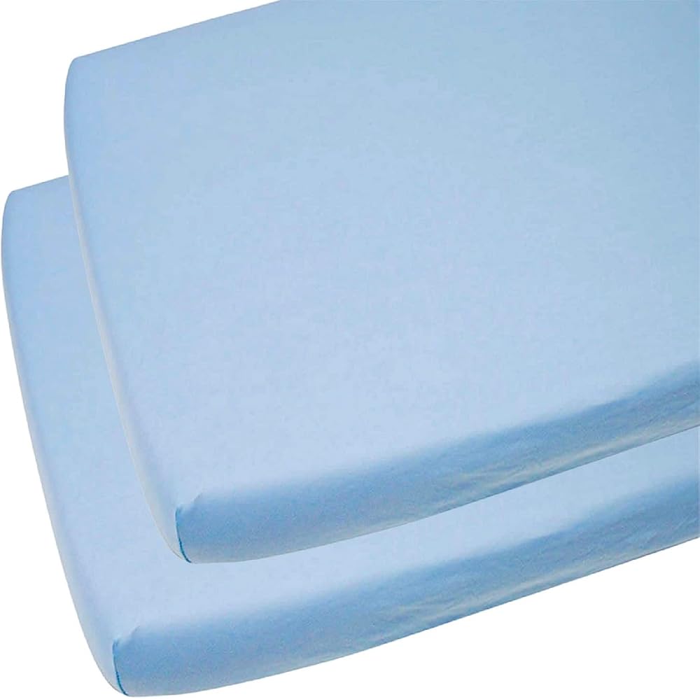 Sasma Home 2 x Cot Fitted Sheets 120x60cm 100% Cotton Blue