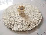 Luxbon Comfortable Round Area Rug 23.6"x23.6" White Color Flexible/Soft/Smooth Carpet/Mat/Rug Suitable For Stairway/Toilet/Study/Floor/Bedroom/Living Room/Bathroom/Kitchen/Home Decoration/Area