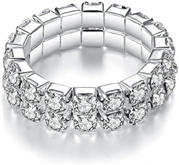 Skyflying Elastic Stretch Crystal Inlaid Unique Engagement Wedding Promise Friendship Cheap Ring