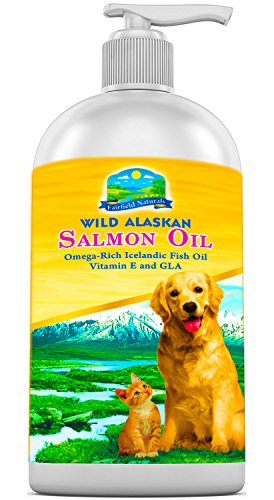 OMEGA 3 Fish Oil - Nutritional Supplement for Dogs & Cats - Wild Alaskan Salmon Oil, Icelandic Fish Oil, plus Organic Borage Oil, GLA & Vitamin E for a Healthy Coat | DHA & EPA Promotes Joint Health